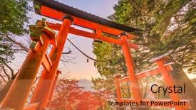  Presentation with arakura sengen shrine - Colorful slides enhanced with gate to arakura sengen shrine backdrop and a coral colored foreground