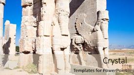  Presentation with persia - PPT theme having gate to historical complex ancient background and a lemonade colored foreground