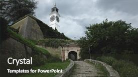  Presentation with tower - PPT layouts with gate to petrovaradin fortress background and a tawny brown colored foreground