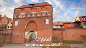  Presentation with poland - Theme having gate-to-the-old-town background and a coral colored foreground