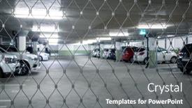  Presentation with cars - Slide set featuring gated-underground-parking-cars-parked background and a gray colored foreground