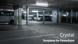  Presentation with cars - Slide deck consisting of gated-underground-parking-cars-parked background and a dark gray colored foreground