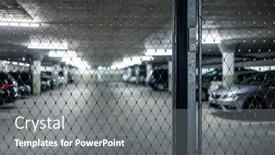  Presentation with cars - Theme having gated-underground-parking-cars-parked background and a gray colored foreground
