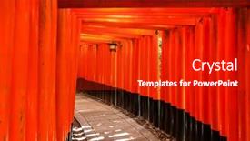  Presentation with kyoto - Presentation consisting of gates-at-fushimi-inari-shrine background and a crimson colored foreground