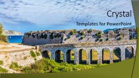  Presentation with ancient greek - Cool new PPT layouts with gates of the fortress backdrop and a light blue colored foreground