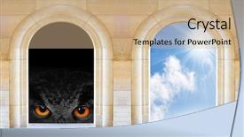  Presentation with heaven hell - Audience pleasing presentation theme consisting of gates to heaven and hell backdrop and a coral colored foreground