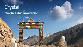  Presentation with monastery - Beautiful slide deck featuring gates to ki monastery backdrop and a ocean colored foreground