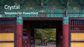 Presentation with korean - Cool new slides with gateway entrance into a temple korean architecture backdrop and a ocean colored foreground