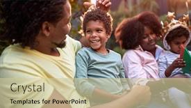  Presentation with family talking - PPT layouts enhanced with gathered-family-spending-time-together background and a soft green colored foreground