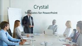  Presentation with small group working - Theme having gathered together in modern board background and a sky blue colored foreground