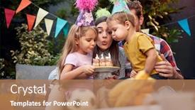  Presentation with birthday - Beautiful slides featuring gathered-young-family-blowing-birthday backdrop and a coral colored foreground