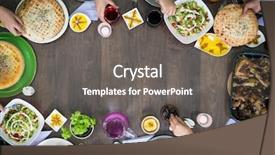  Presentation with food - Slide deck consisting of gathering - copy space of top view background and a gray colored foreground