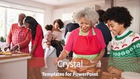  Presentation with racing diversity race ethnicity - PPT theme consisting of gathering - mixed race multi generation family background and a red colored foreground