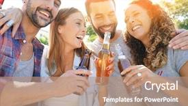  Presentation with bar - Presentation theme enhanced with gathering in bar drinking beer background and a coral colored foreground