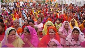  Presentation with women gathering - Cool new slide set with gathering-of-brahmin-women-during backdrop and a red colored foreground