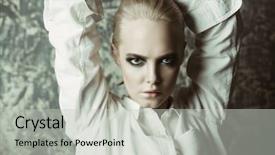  Presentation with beauty makeup - Audience pleasing slide deck consisting of gatsby - fashion shot attractive young model backdrop and a light gray colored foreground