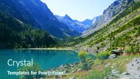  Presentation with mountain lake - Presentation design consisting of gaube-lake-near-village-cauterets background and a ocean colored foreground
