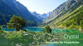  Presentation with mountain lake - Audience pleasing PPT theme consisting of gaube-lake-with-vignemale-massif backdrop and a forest green colored foreground