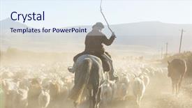  Presentation with mountains - PPT theme with gauchos ahd herd of goats background and a sky blue colored foreground