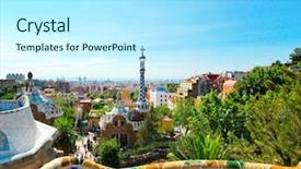  Presentation with logo barcelona - Beautiful PPT layouts featuring gaudi - park-guell in barcelona spain backdrop and a arctic colored foreground