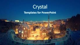  Presentation with logo barcelona - Amazing PPT theme having gaudi - park guell in barcelona spain backdrop and a ocean colored foreground