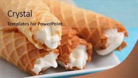  Presentation with wafers - Theme with gaufres de montcuq rolled wafers background and a coral colored foreground