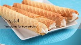  Presentation with wafers - Amazing PPT layouts having gaufres de montcuq rolled wafers backdrop and a coral colored foreground