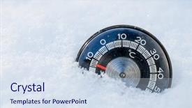  Presentation with temperature - Beautiful PPT theme featuring gauge - thermometer in the snow shows backdrop and a sky blue colored foreground