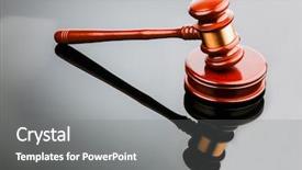  Presentation with decision making - Slide deck featuring gavel action - judge or auction hammer symbol background and a gray colored foreground