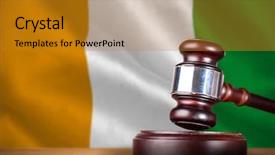  Presentation with judge gavel or law hammer - Amazing PPT theme having gavel against 3d ivory coast backdrop and a gold colored foreground