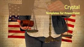  Presentation with declaration independence - Slide set featuring gavel against declaration of independence background and a coral colored foreground