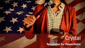  Presentation with declaration independence - PPT layouts having gavel against declaration of independence background and a tawny brown colored foreground