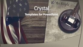  Presentation with declaration independence - Presentation theme featuring gavel against declaration of independence background and a gray colored foreground