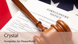  Presentation with foreclosure - PPT theme enhanced with gavel american flag and foreclosure background and a coral colored foreground