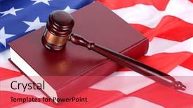  Presentation with american flag - Audience pleasing PPT layouts consisting of gavel and book on american backdrop and a red colored foreground