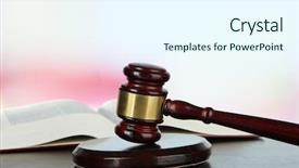  Presentation with light book - Beautiful slide set featuring gavel and book on table backdrop and a cool aqua colored foreground
