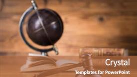  Presentation with law books - Beautiful slides featuring gavel and books law globe backdrop and a red colored foreground