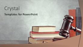  Presentation with gavel - Audience pleasing PPT layouts consisting of gavel-and-books-on-table backdrop and a light gray colored foreground