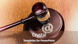  Presentation with email - Slide deck consisting of gavel and email cybercrime concept background and a tawny brown colored foreground