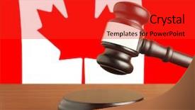  Presentation with canada flag - PPT theme featuring gavel and flag of canada background and a red colored foreground
