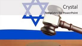  Presentation with israel flag - Audience pleasing slide deck consisting of gavel and flag of israel backdrop and a light gray colored foreground