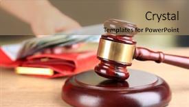  Presentation with hand holding puzzle piece - Beautiful slide set featuring gavel and hand holding money backdrop and a coral colored foreground