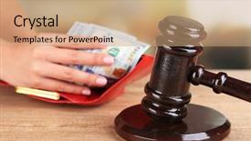  Presentation with hand holding colorful brain sketch - Presentation design enhanced with gavel and hand holding money background and a coral colored foreground