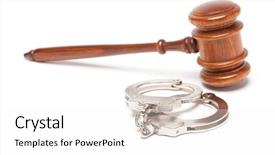  Presentation with gavel - Presentation design featuring gavel and handcuffs isolated on a white background background and a white colored foreground