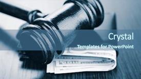  Presentation with gavel - Slide set consisting of gavel and money in wallet background and a ocean colored foreground