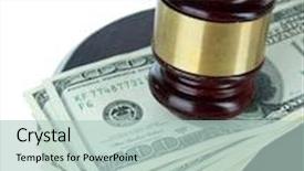  Presentation with gavel - Presentation design with conception graft - gavel and money isolated background and a mint green colored foreground