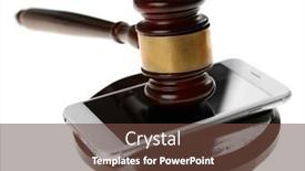  Presentation with gavel - PPT theme enhanced with gavel-and-smartphone-isolated background and a tawny brown colored foreground