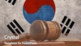  Presentation with korea flag - Audience pleasing slide set consisting of gavel and vintage south korea backdrop and a tawny brown colored foreground