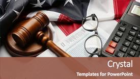  Presentation with american flag - Colorful slides enhanced with gavel calculator eyeglasses and tax backdrop and a tawny brown colored foreground