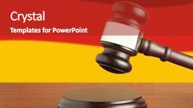  Presentation with court gavel - Beautiful PPT theme featuring european court justice - gavel and flag of germany backdrop and a crimson colored foreground